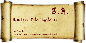 Badics Mátyás névjegykártya