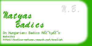 matyas badics business card